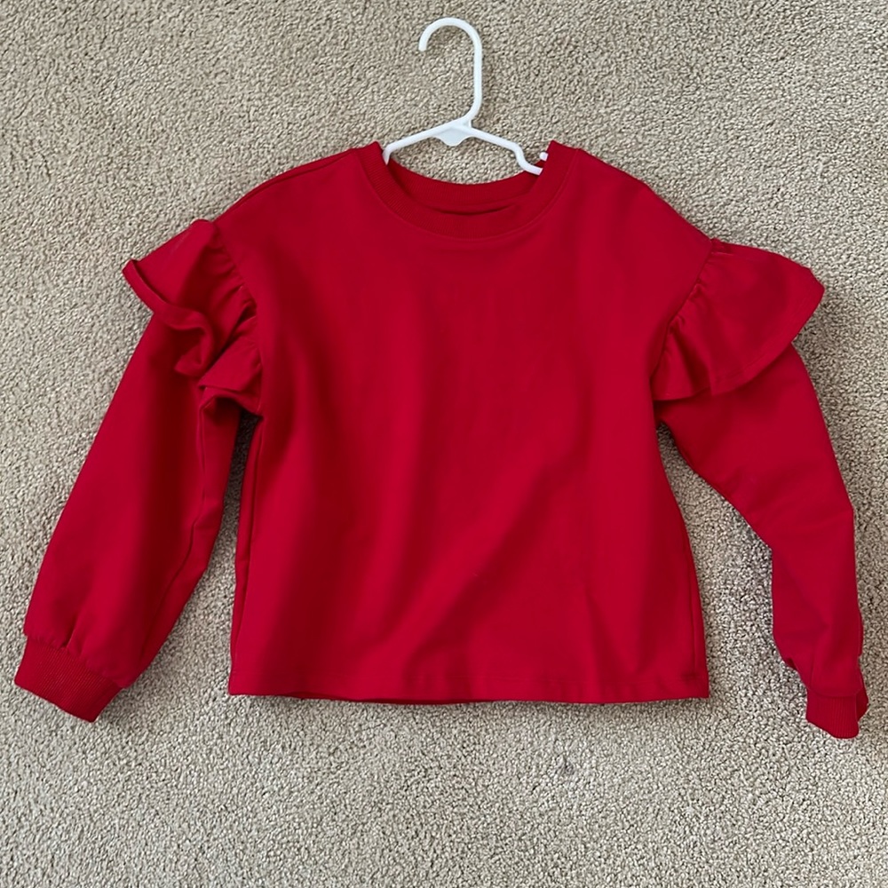 hanna andersson ruffle sweatshirt, size 120 cm (6-7)